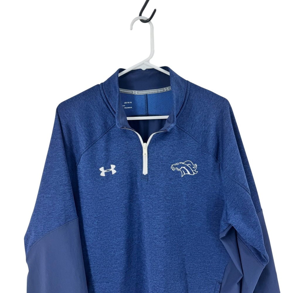 Under Armour Mens ColdGear Boise State Broncos Quarter Zip Pullover Blue‎ LG - Picture 4 of 8